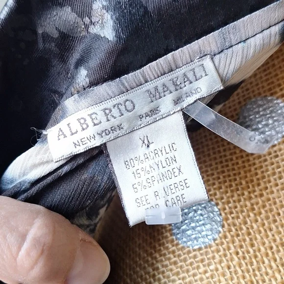 Vintage Y2K Alberto Makali Mixed Print Asymmetrical Hem Collared Cardi Blouse - Picture 7 of 7